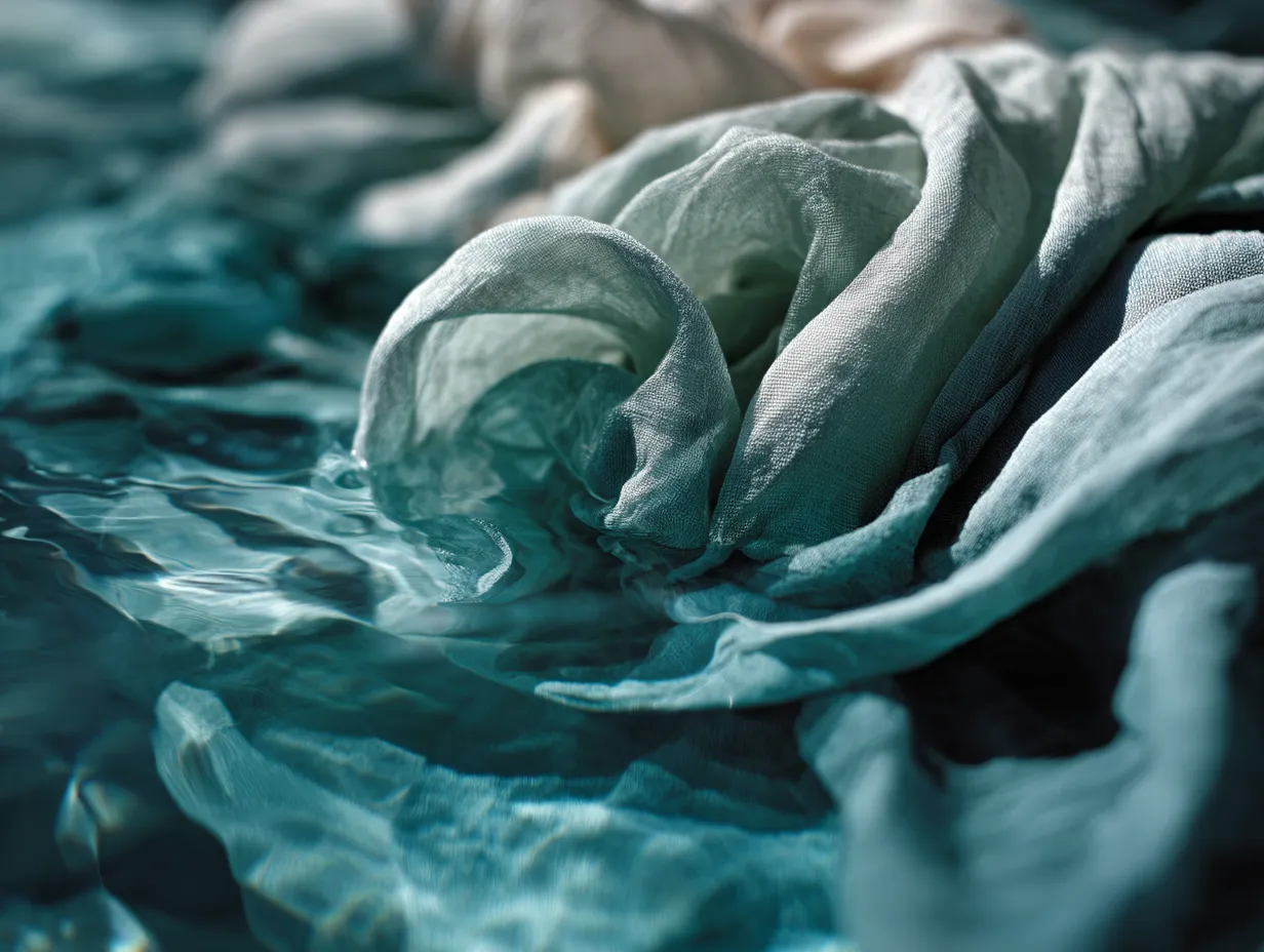 kemi farvning close-up of fabric submerged in colored liquid green